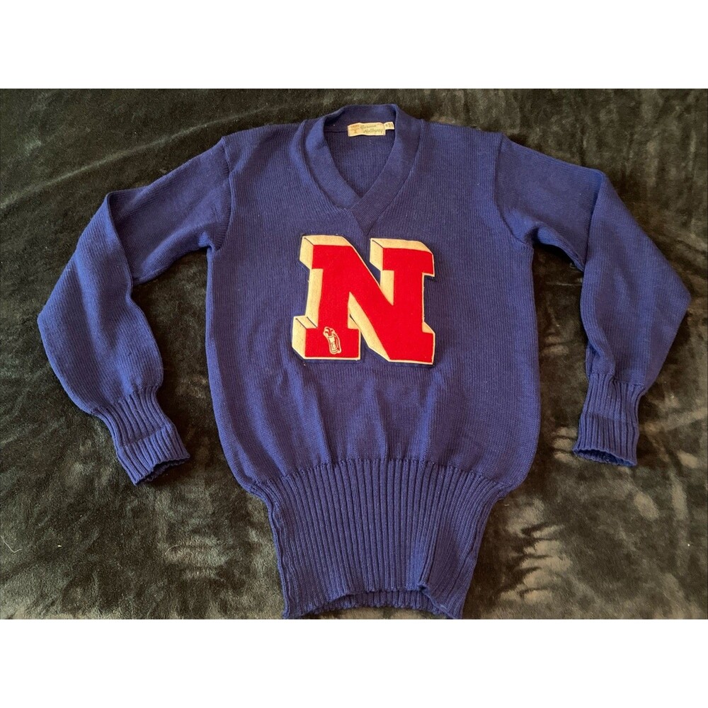 Vintage Burean Holloway GOLF Letterman Pullover Sweater Blue Size 42